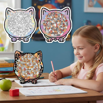 🎁49% OFF🎅135-Piece Morandi-Colored Cat Shaped Tray Wooden Jigsaw Puzzle