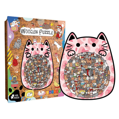Cute Cat Shaped Tray Wooden Jigsaw Puzzle