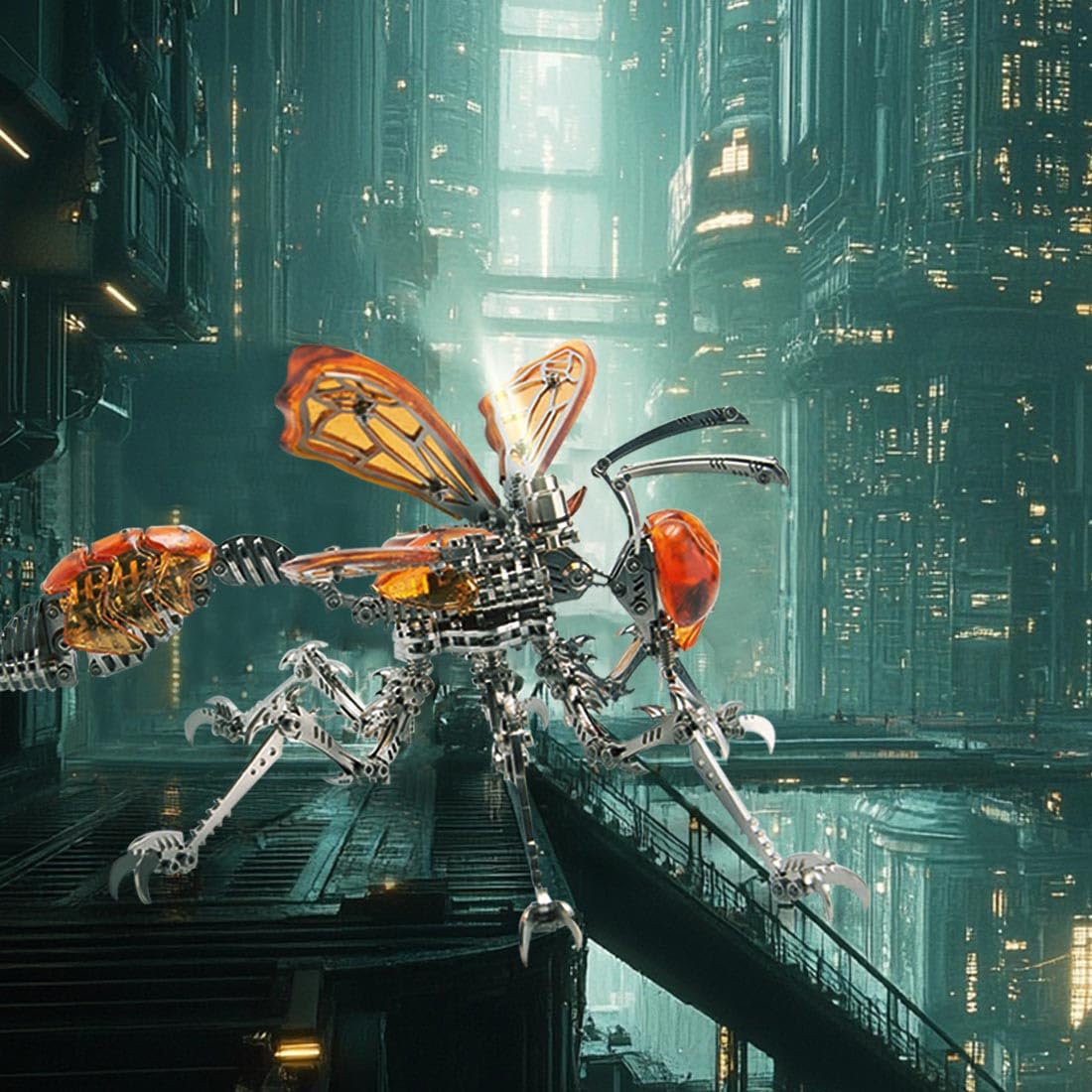 3D Steel Puzzle Wasp Model Kit with LED Lights