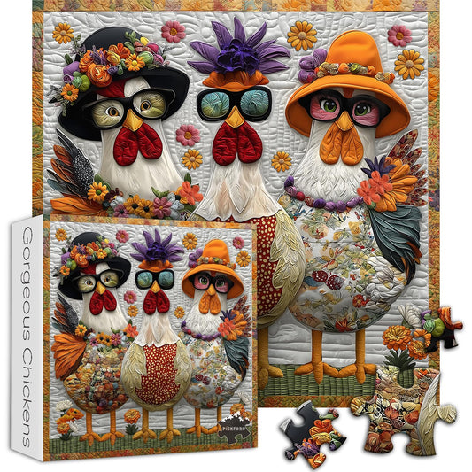 Funny Chicken Wooden Puzzles 1000 Pcs