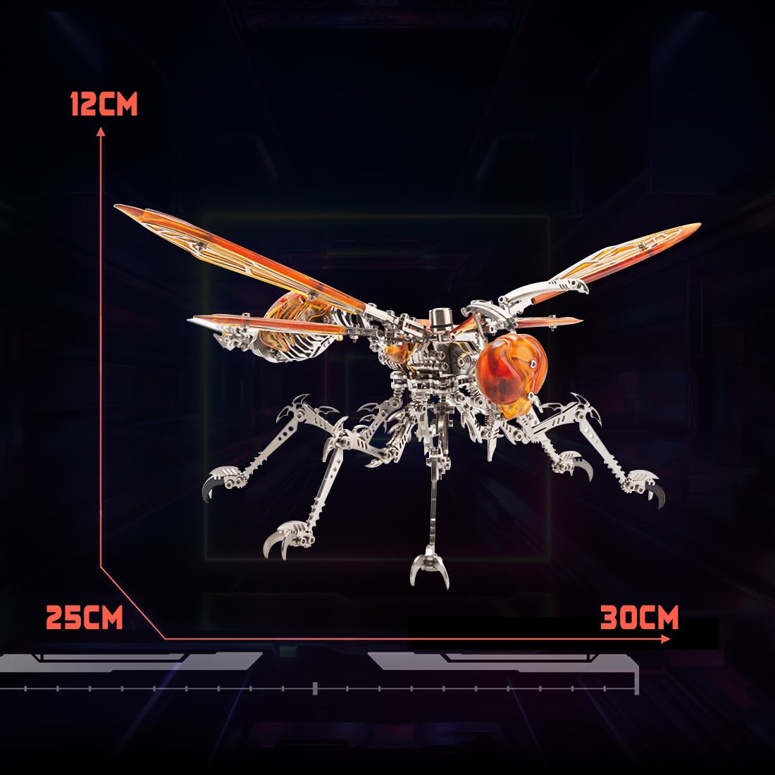 3D Steel Puzzle Wasp Model Kit with LED Lights