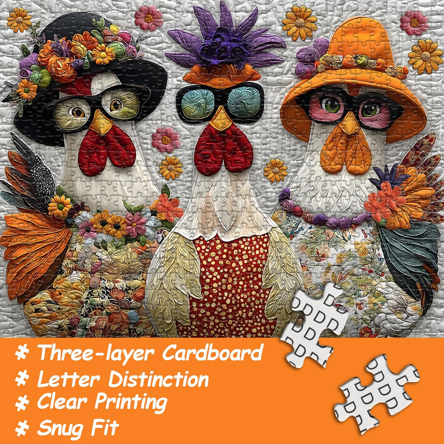 Funny Chicken Wooden Puzzles 1000 Pcs