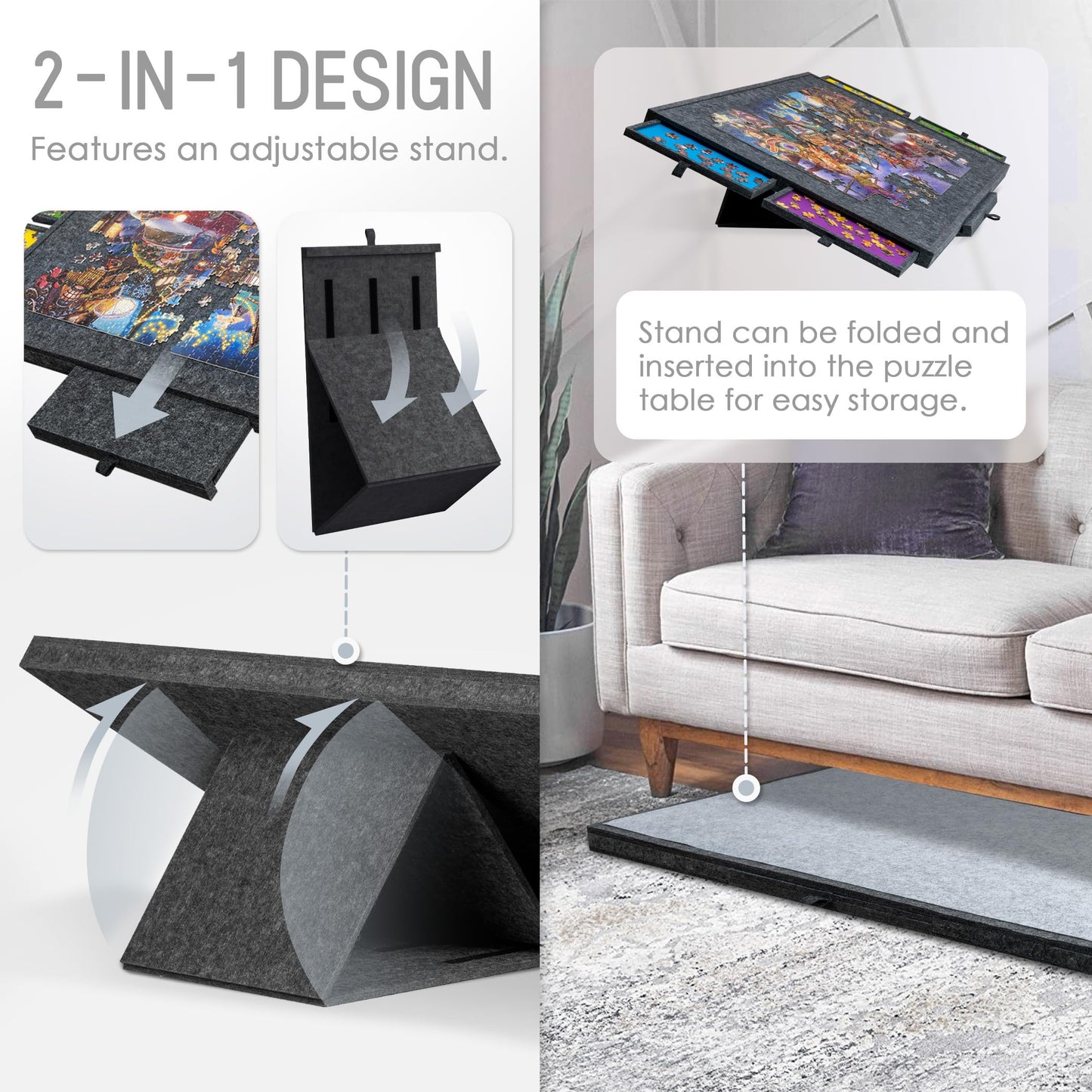 Tilting Puzzle Board with 2-in-1 Designed Stand & Cover