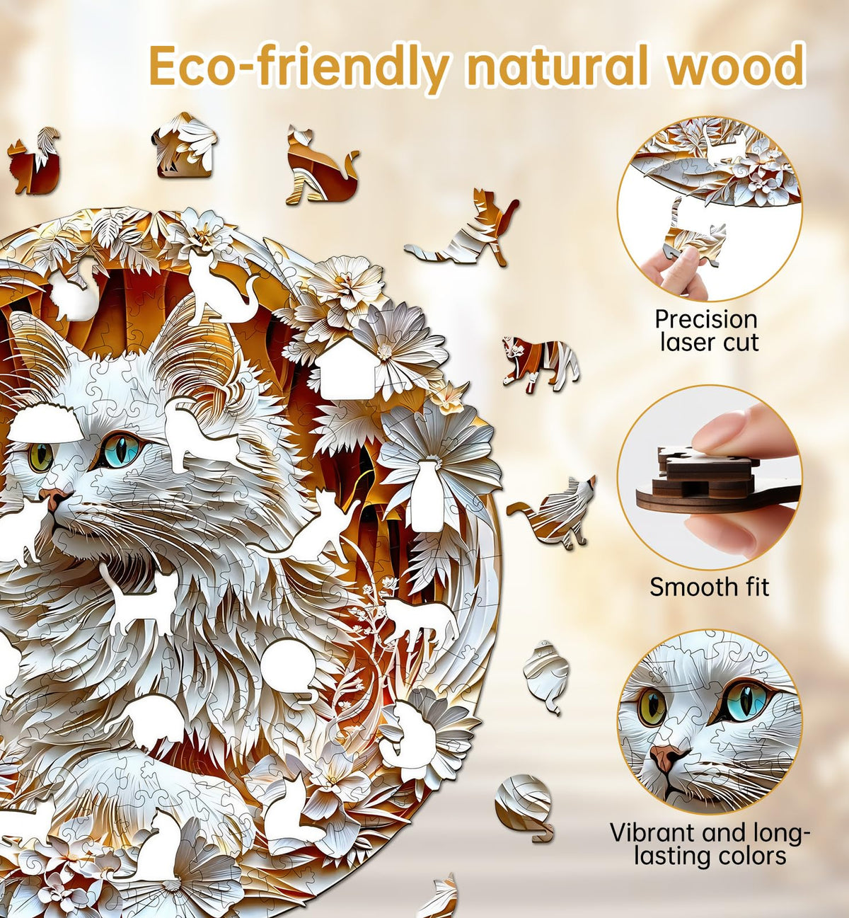 3D Cat Wooden Jigsaw Puzzle – Puzzloom