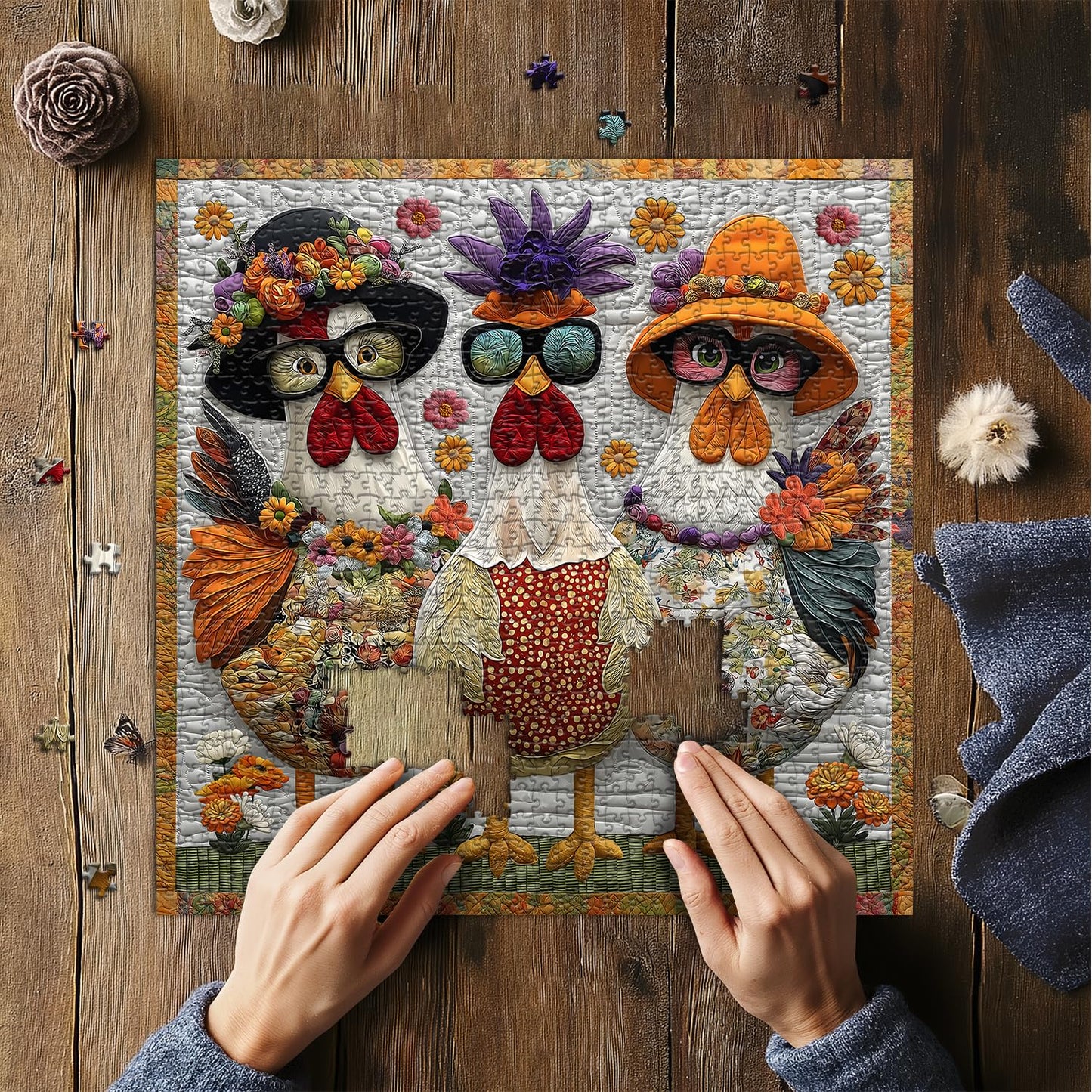 Funny Chicken Wooden Puzzles 1000 Pcs