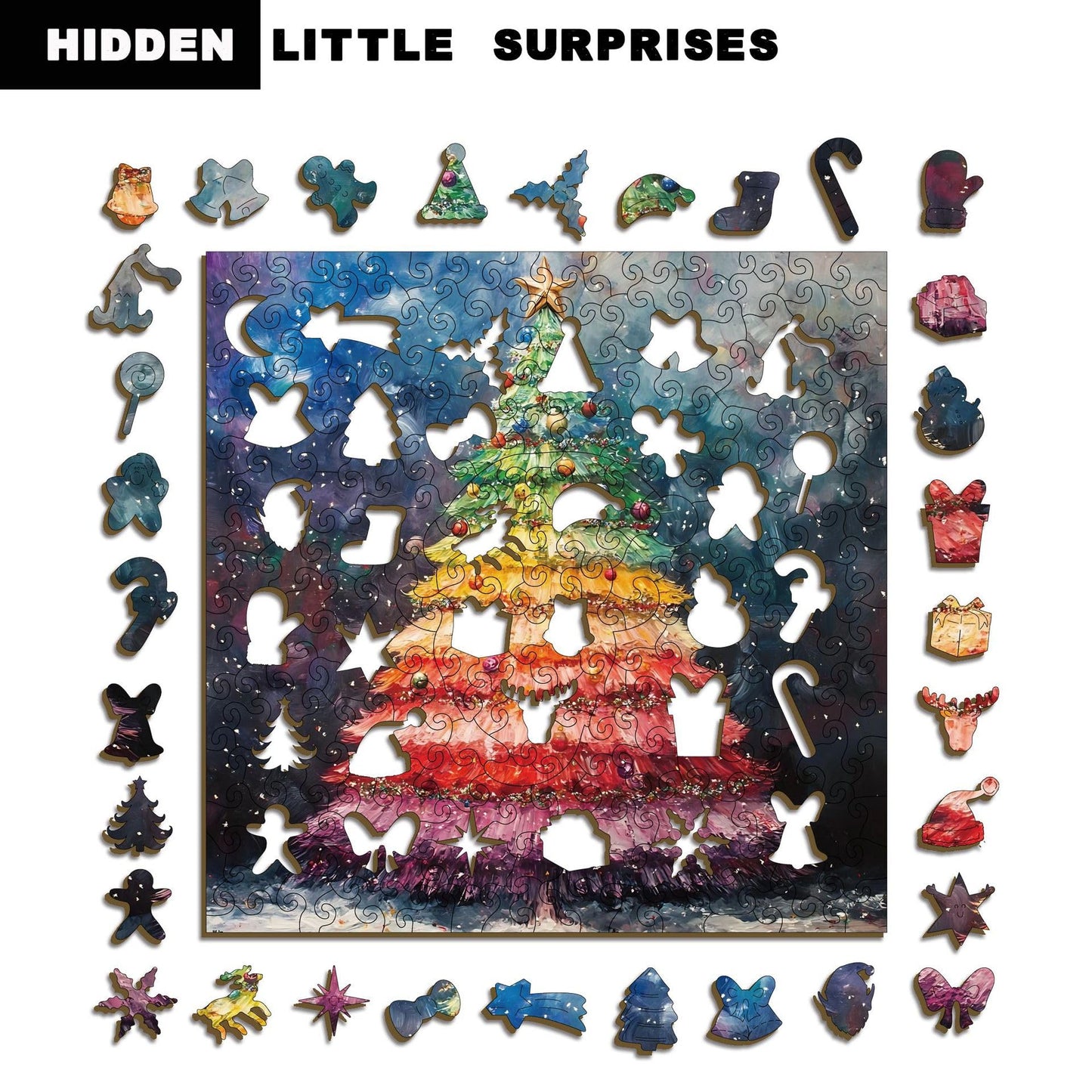 Wooden Christmas Tree Puzzle Money Box - L