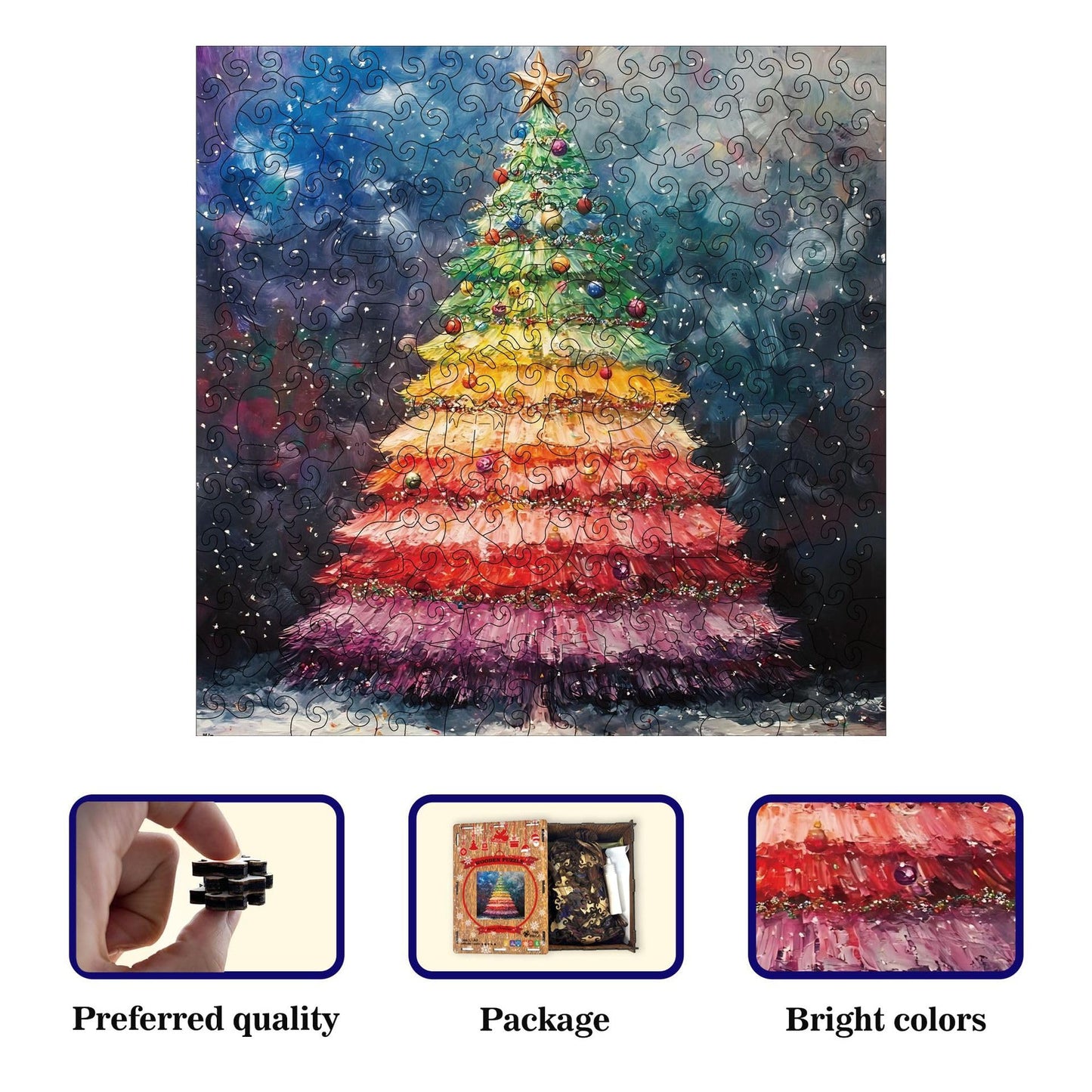 Wooden Christmas Tree Puzzle Money Box - L