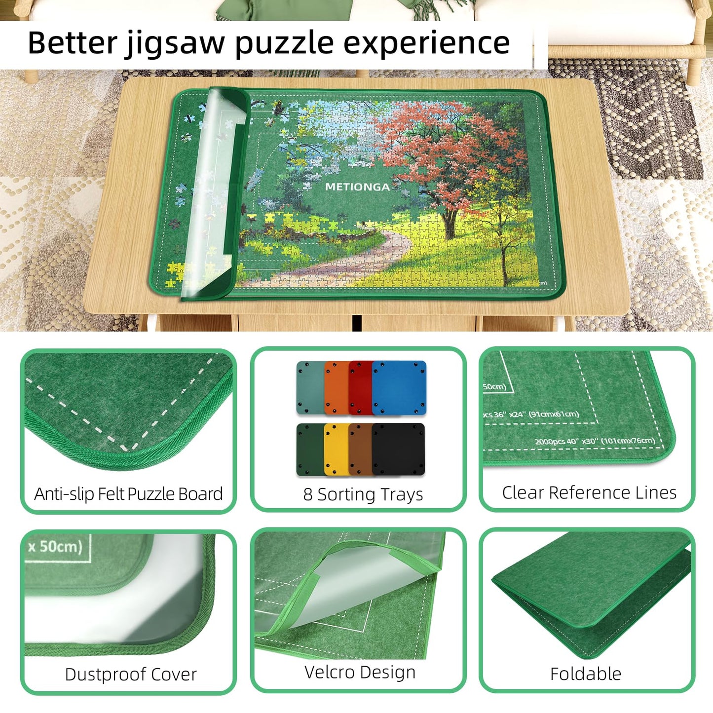 Portable Jigsaw Puzzle Board with Dustproof Cover