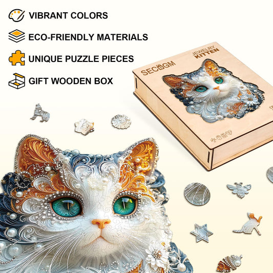 Jewelry Kitten Wooden Jigsaw Puzzle