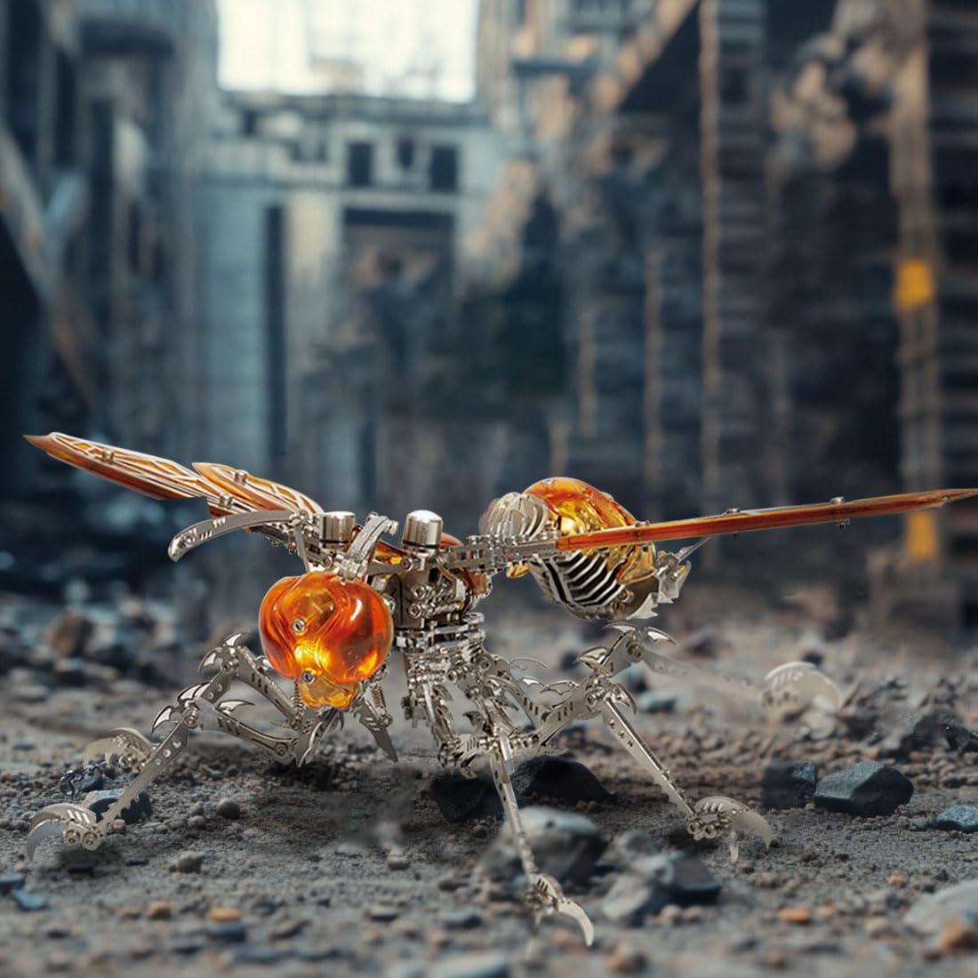 3D Steel Puzzle Wasp Model Kit with LED Lights