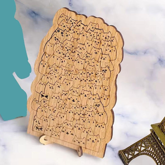 One Hundred Cats Shaped Tray Wooden Jigsaw Puzzle