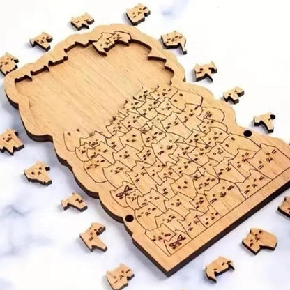 One Hundred Cats Shaped Tray Wooden Jigsaw Puzzle
