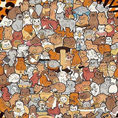 Colorful Cat-Shaped Tray Wooden Jigsaw Puzzle