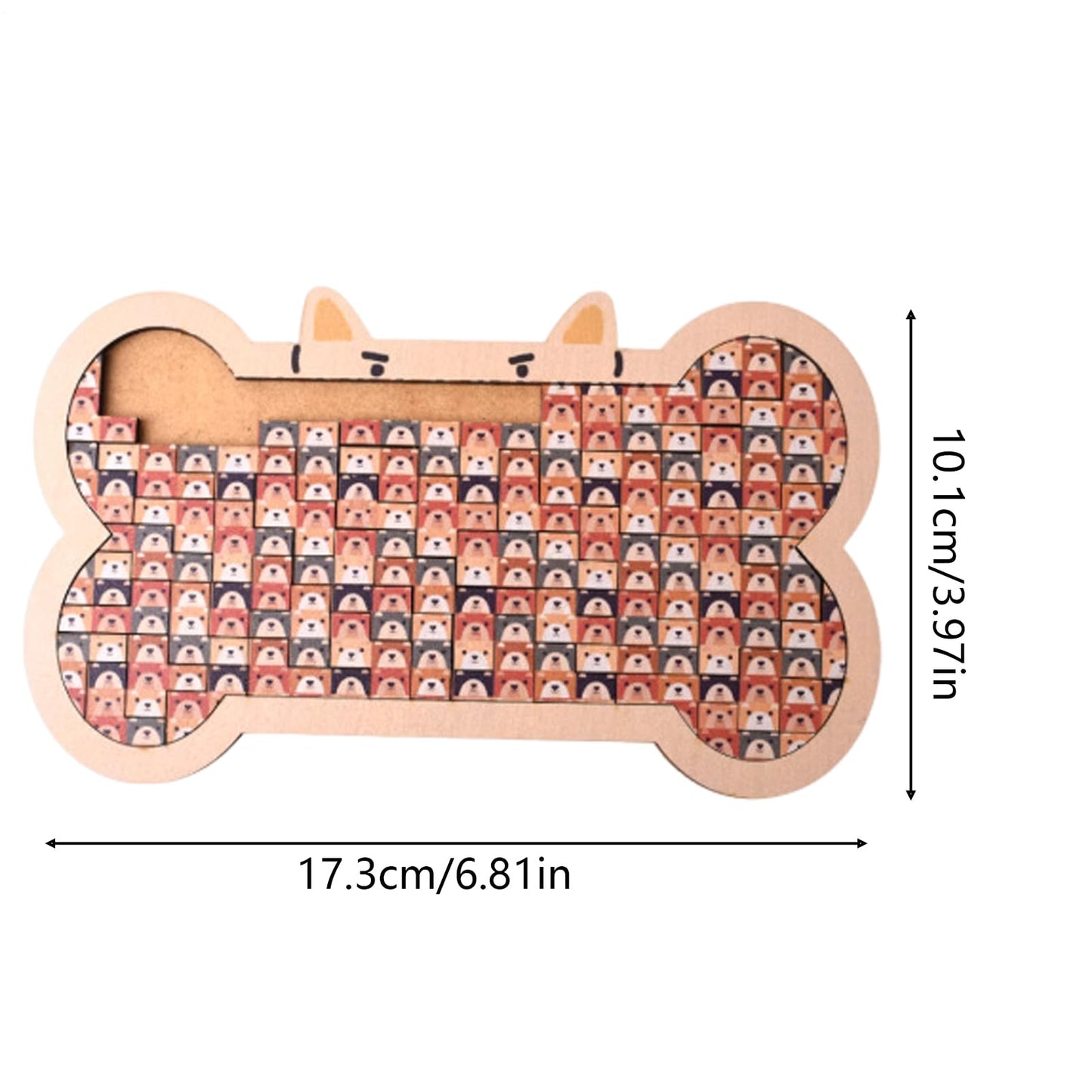 Wooden Colored Dog Bone Shaped Tray Jigsaw Puzzles