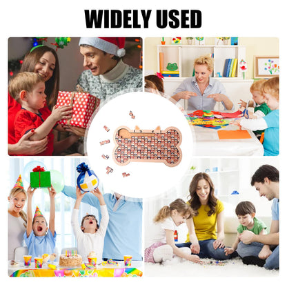 Wooden Colored Dog Bone Shaped Tray Jigsaw Puzzles